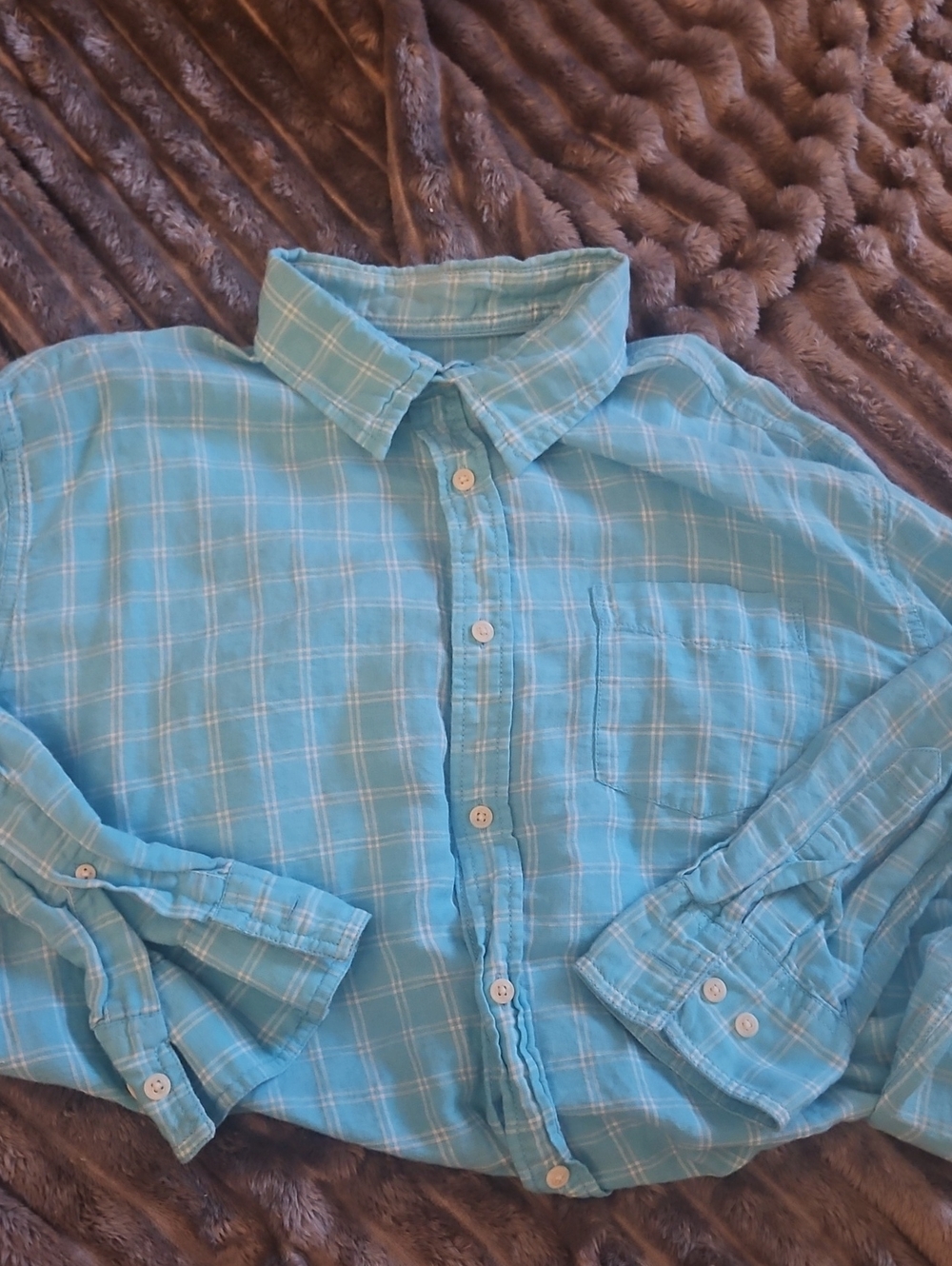 croft & barrow Light Blue Plaid Button-Down Shirt